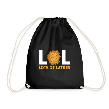 Happy Hanukkah Lot Of Latkes Costume Jewish - Drawstring Bag - black - Front