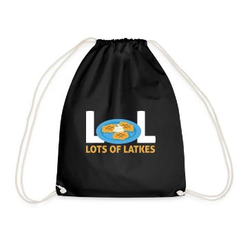 Jewish Happy Hanukkah Lot Of Latkes Costume - Drawstring Bag - black - Front