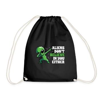 Funny Space Alien UFO Spacecraft - Drawstring Bag - black - Front