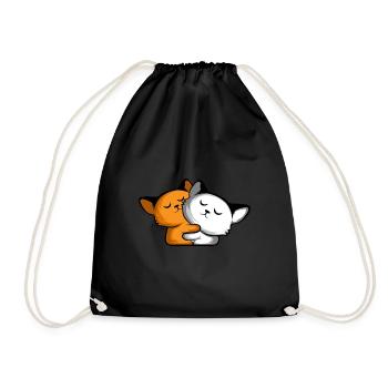 Hug Love Cat Lover and Owner Gift - Drawstring Bag - black - Front
