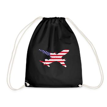American Flag Airplane Stars And Stripes - Drawstring Bag - black - Front