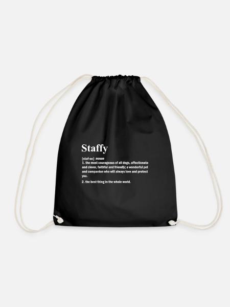 American Staffordshire Bull Terrier Staffy Dog - Drawstring Bag - black