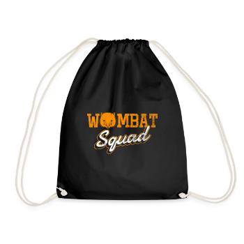 Wombat Squad Cute Rodent Wombat Nature Animal - Drawstring Bag - black - Front
