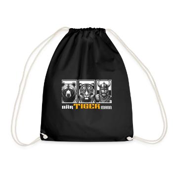 Bärtigermann Bär Tiger Mann Geschenk Bart - Turnbeutel - Schwarz - Vorne
