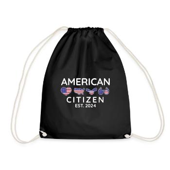 American Citizen Est 2024 US Flag Naturalized - Drawstring Bag - black - Front