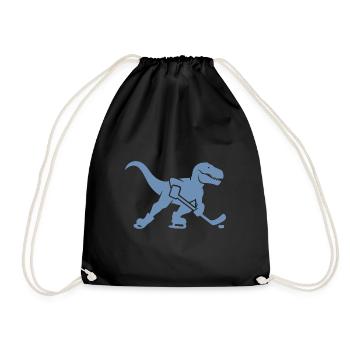 T-Rex Dino Eishockeyspieler Silhouette - Turnbeutel - Schwarz - Vorne