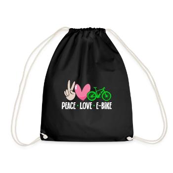 Electric Bike Cycling Biker E-Bike - Drawstring Bag - black - Front