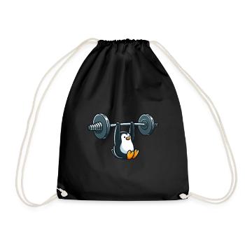 Lustiger Pinguin Fitness Hantel Cartoon Design - Turnbeutel - Schwarz - Vorne