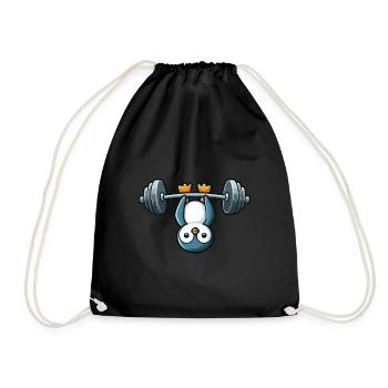 drôle pingouin fitness haltérophilie dessin animé - Sac de sport léger - noir - Devant
