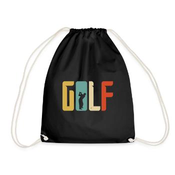 Golf Geschenk Retro Abschlag - Turnbeutel - Schwarz - Vorne