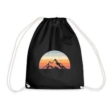 Mountains Hiking Mountains Retro Vintage - Drawstring Bag - black - Front