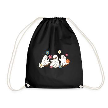 Spooky Season Halloween Boo Ghost Let's Go Ghouls - Drawstring Bag - black - Front