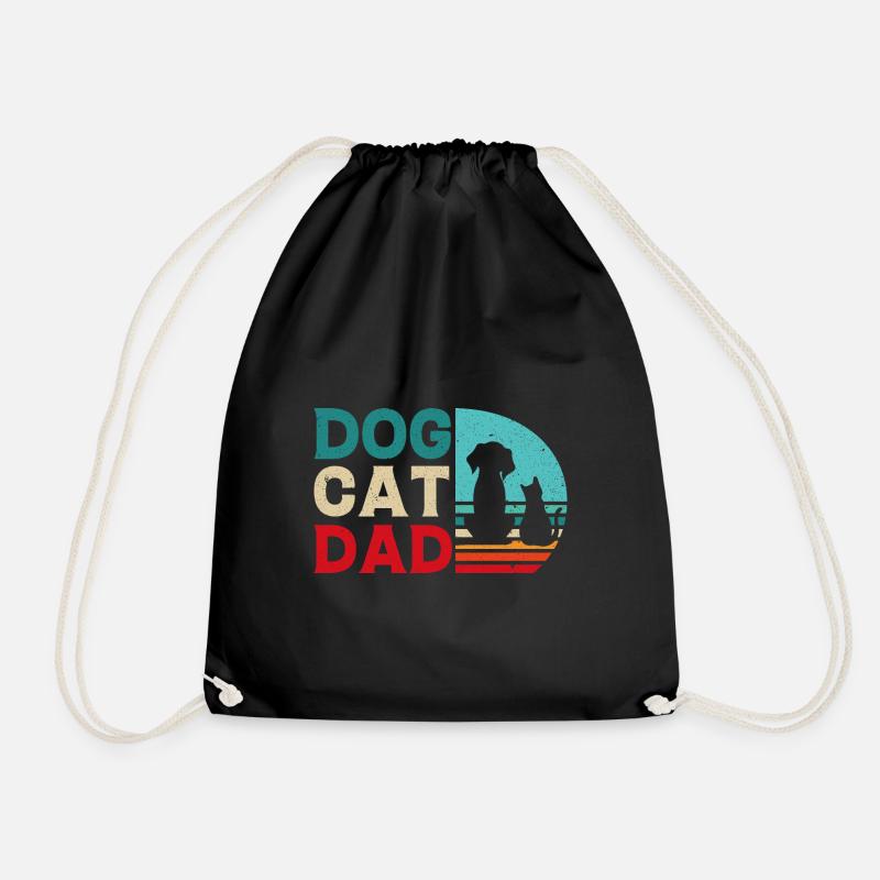 Katze Hund Papa Geschenk Shirt - Turnbeutel - Schwarz