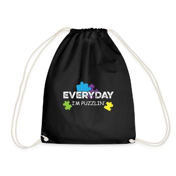 Everyday Puzzlin ' Confusing Person Gift - Drawstring Bag - black - Front