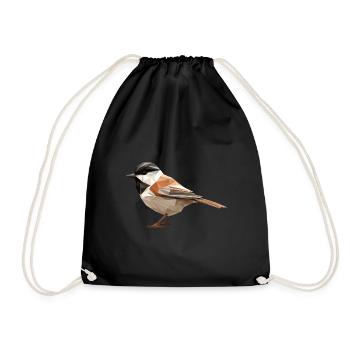 Meise Low poly - Turnbeutel - Schwarz - Vorne