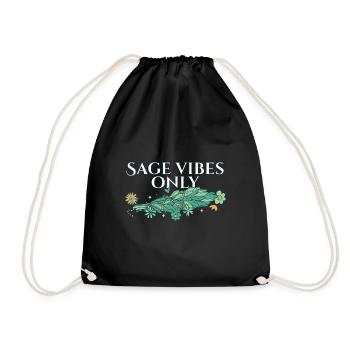 Burning Sage Vibes Only Smudge Sticks Healing - Drawstring Bag - black - Front