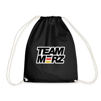Team Merz - Kanzler - Turnbeutel - Schwarz - Vorne
