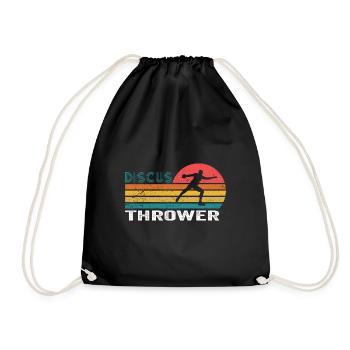 Diskus Athlete Vintage Retro Discus Werfer - Turnbeutel - Schwarz - Vorne