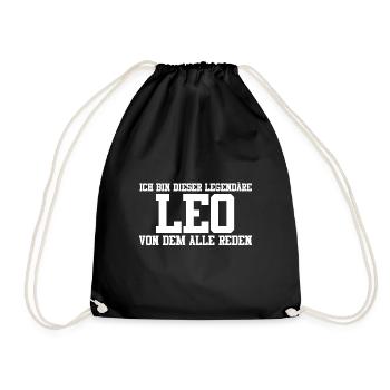 Leo Name Design - Turnbeutel - Schwarz - Vorne