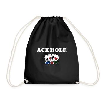 Ace Hole Gambler Poker Gambling Poker Player Card - Drawstring Bag - black - Front