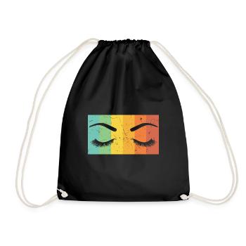 Vintage Artwork Eyelashes Distressed Make Up - Drawstring Bag - black - Front