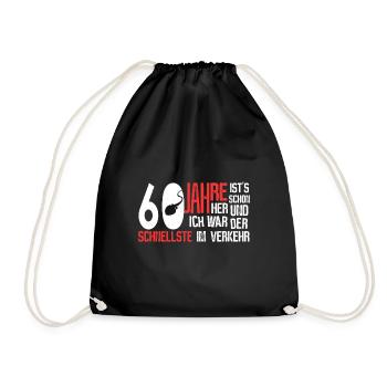 60. Geburtstag - der schnellste - Turnbeutel - Schwarz - Vorne