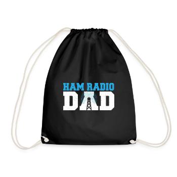 Ham Radio Dad Men Frequency Antenna Radio Lover - Drawstring Bag - black - Front