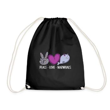 Narwhal Unicorn Whale - Drawstring Bag - black - Front
