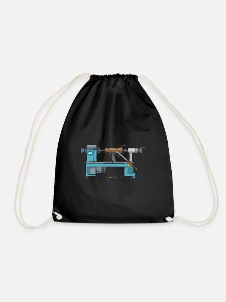 Turning Wood Lathe Lathe - Drawstring Bag - black