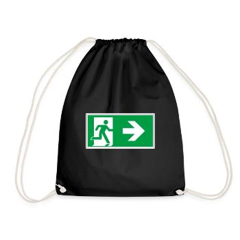 rettungsweg aufkleber schild notausgang rechts go - Turnbeutel - Schwarz - Vorne
