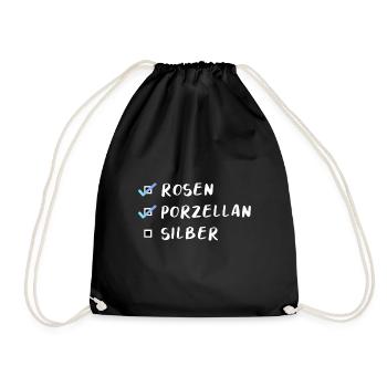 Silberne Hochzeit Jubiläum Geschenk - Turnbeutel - Schwarz - Vorne