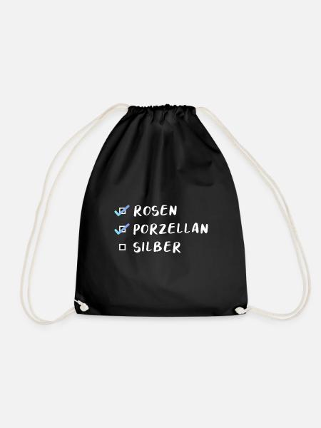 Silberne Hochzeit Jubiläum Geschenk - Turnbeutel - Schwarz
