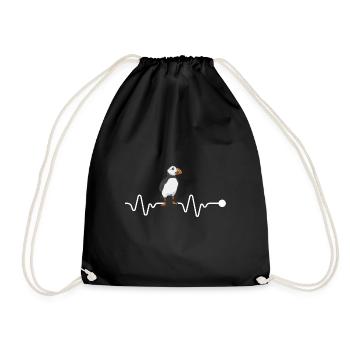 puffin puffin auke birds Lunde - Drawstring Bag - black - Front