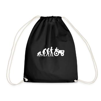 Landwirt Traktor Lustiges Geschenk Evolution - Turnbeutel - Schwarz - Vorne