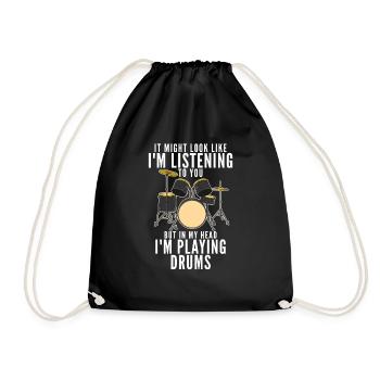 Drummer Lustiger Spruch - Turnbeutel - Schwarz - Vorne
