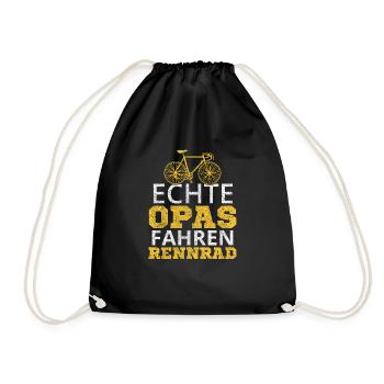 Echte Opas fahren Rennrad - Turnbeutel - Schwarz - Vorne