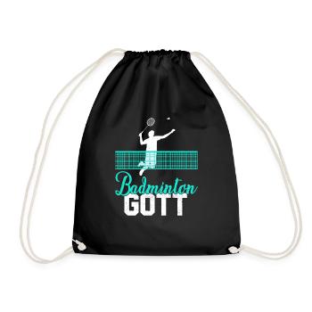 Badminton Gott Federballspieler Geschenkidee - Turnbeutel - Schwarz - Vorne