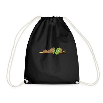 Kiwi bird cut open like a kiwi fruit - Drawstring Bag - black - Front