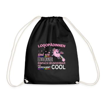 Logopädin Einhorn Lustiges Geschenk - Turnbeutel - Schwarz - Vorne