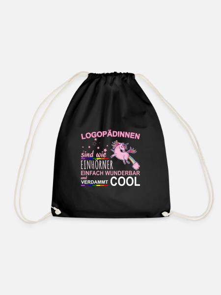 Logopädin Einhorn Lustiges Geschenk - Turnbeutel - Schwarz