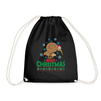 Ugly Christmas mit Kiwi Vogel aus Neuseeland - Turnbeutel - Schwarz - Vorne