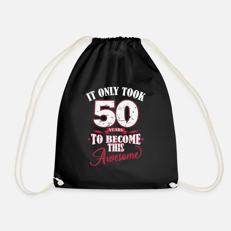 50th Birthday It Only Took 50 Years to Awesome - Drawstring Bag - black