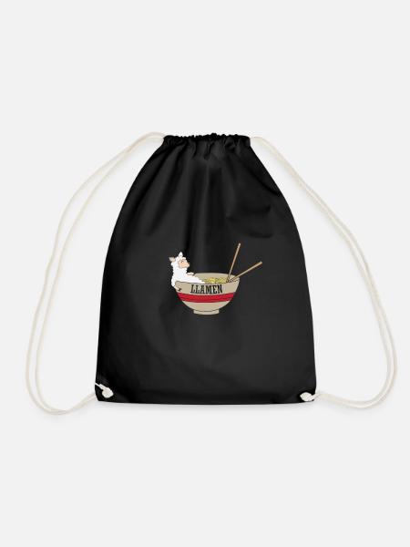 Lama in asiatischen Ramen Nudeln - Turnbeutel - Schwarz