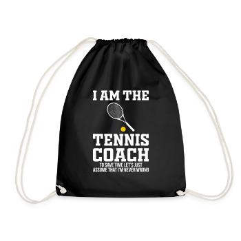 Tennistrainer Tennis Coach Lustiges Geschenk - Turnbeutel - Schwarz - Vorne