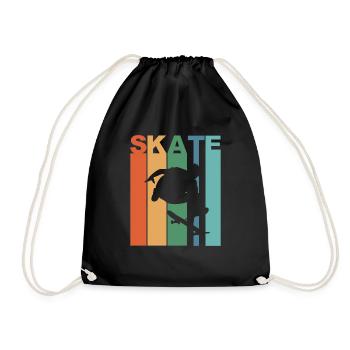 Skateboard Skating Gift Vintage - Drawstring Bag - black - Front