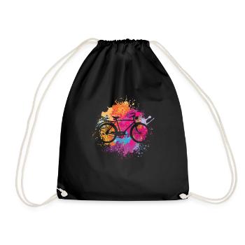 Vélo vintage avec des taches de peinture - Sac de sport léger - noir - Devant
