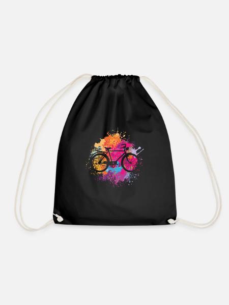 Vintage bike with colour stains - Drawstring Bag - black