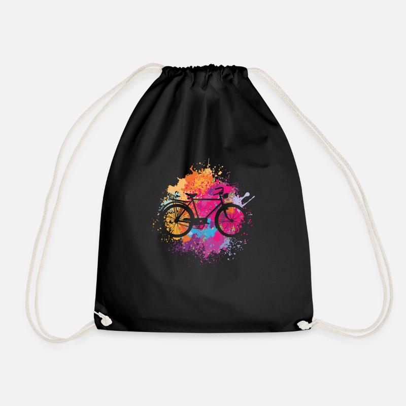 Vintage bike with colour stains - Drawstring Bag - black