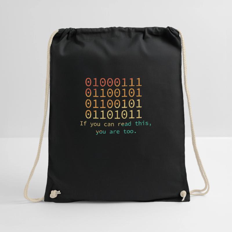Programmer if you can read this binary code Drawstring Bag