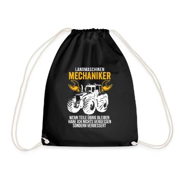 Landmaschinen Mechaniker Geschenkidee - Turnbeutel - Schwarz - Vorne